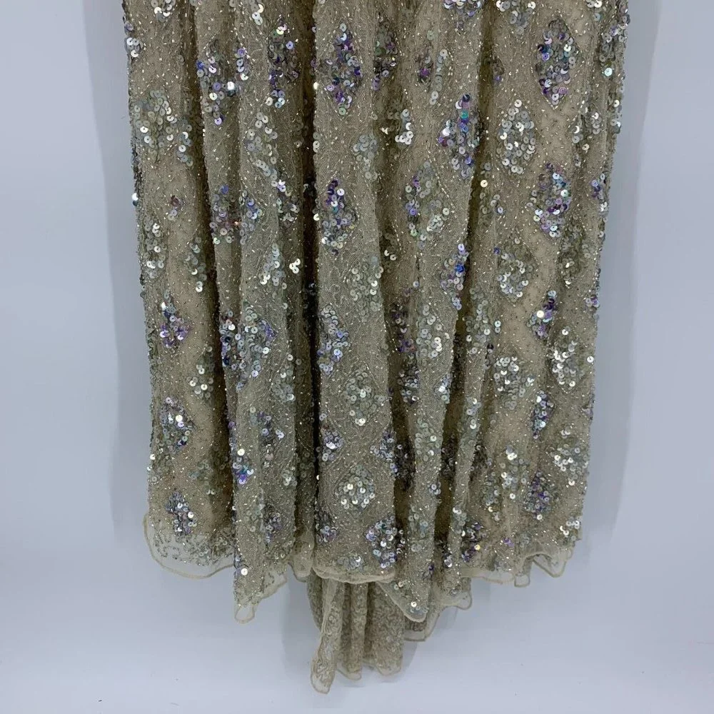 Mac Duggal Dress 5021 Geometric Embellished Evening Gown Long Sleeve - Picture 10 of 16
